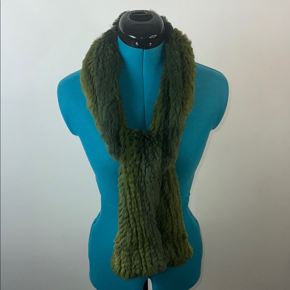 Luxurious Green Ombré Genuine Rabbit Fur Scarf